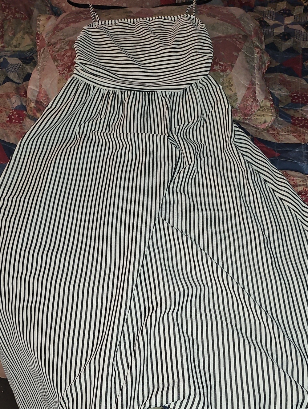 Black and White Striped Maxi Skirt - Women's Classic Stripe